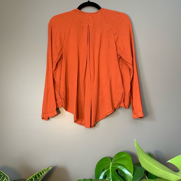 Burnt Orange Low V Blouse - Picture 2 of 2